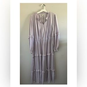 Versona light purple long sleeve ruffle dress